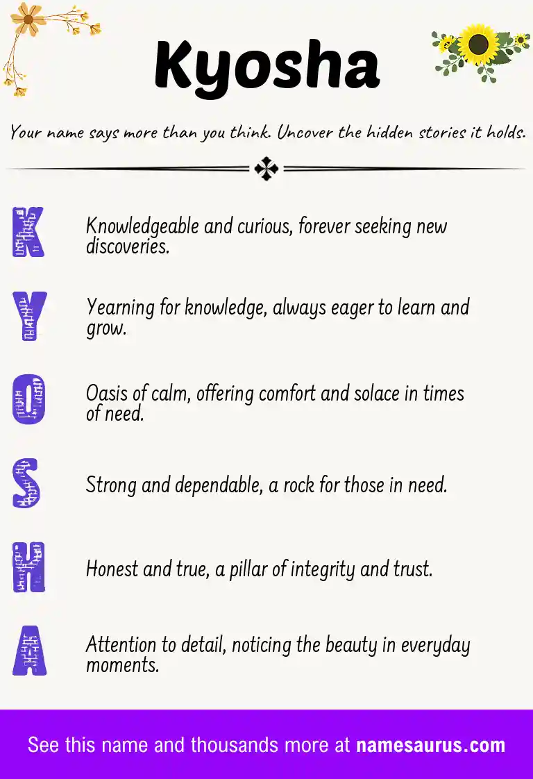 Acrostic poem about Kyosha.