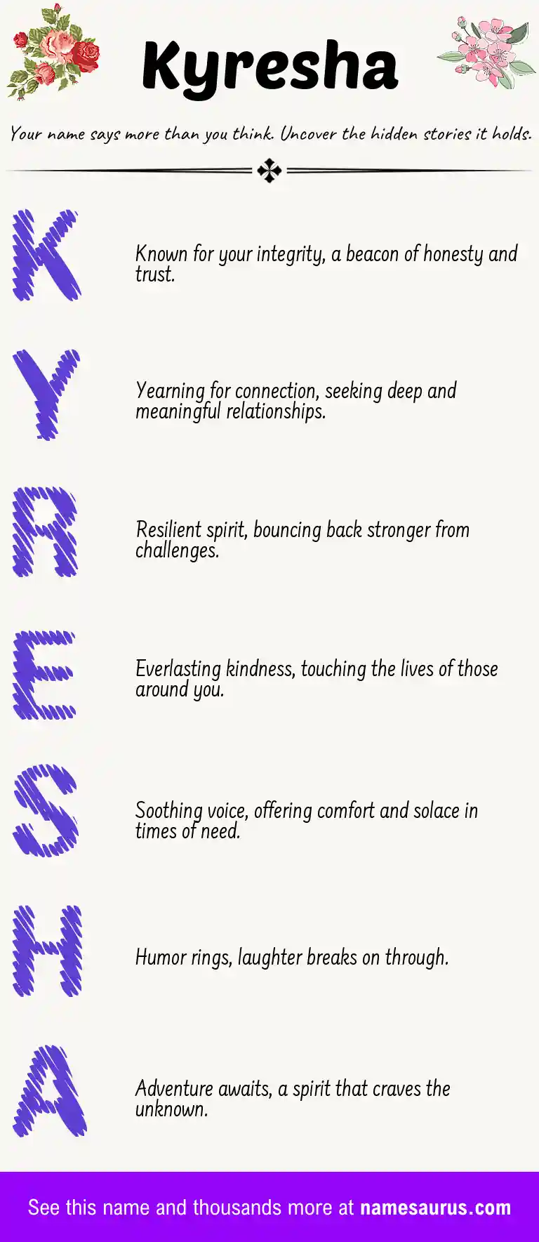 Acrostic poem about Kyresha.