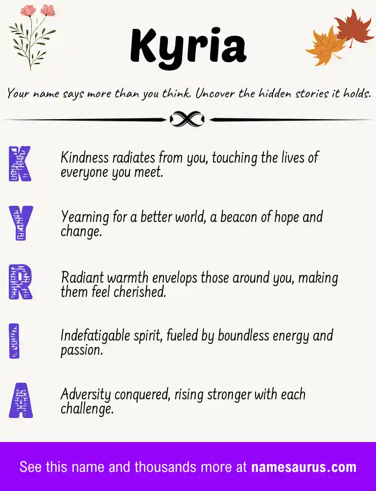 Acrostic poem about Kyria.