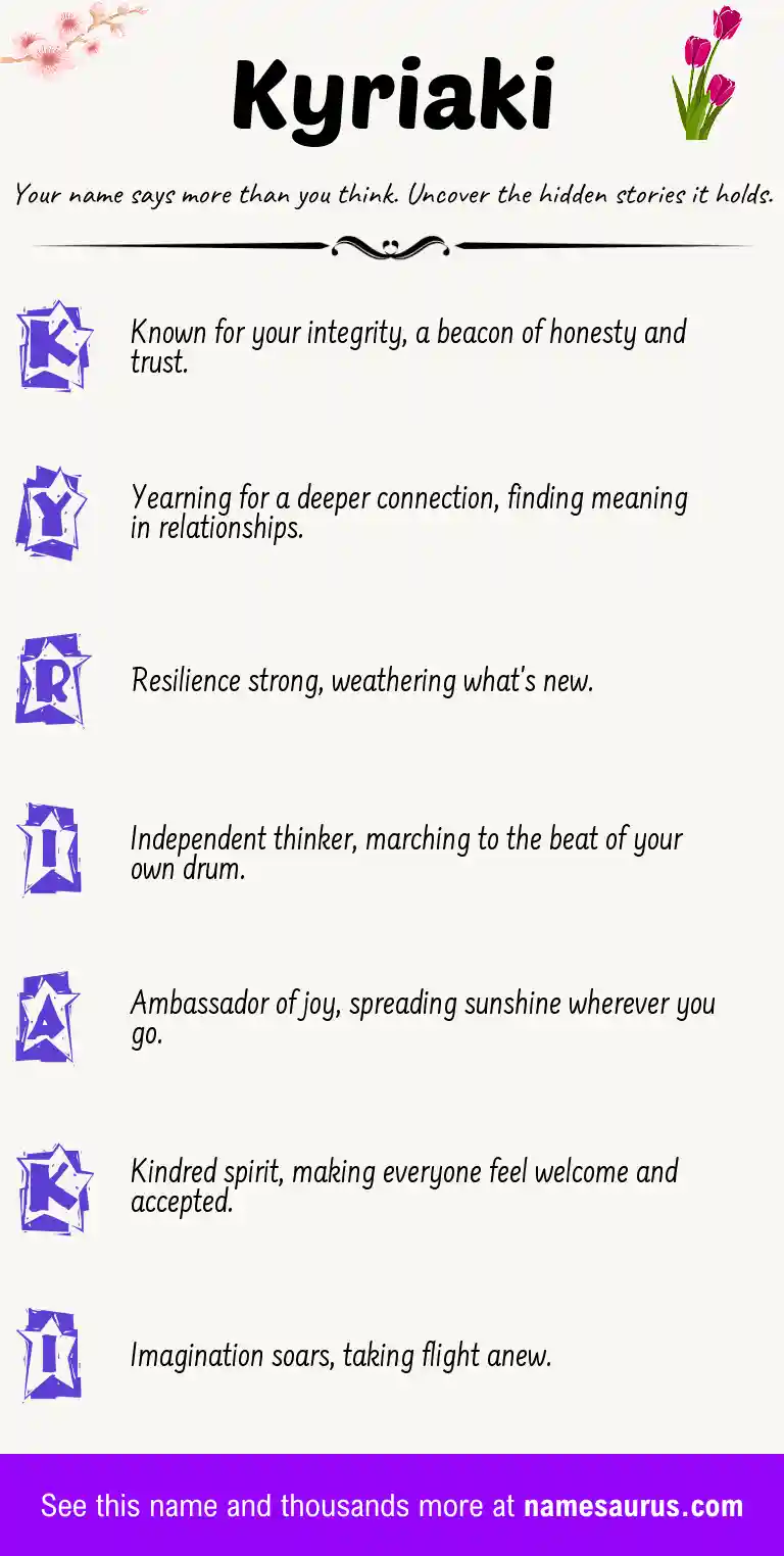 Acrostic poem about Kyriaki.