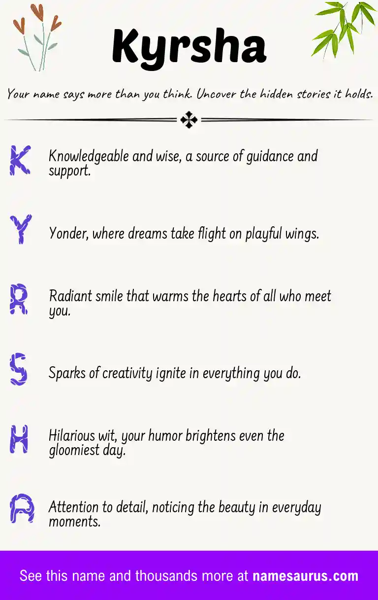 Acrostic poem about Kyrsha.