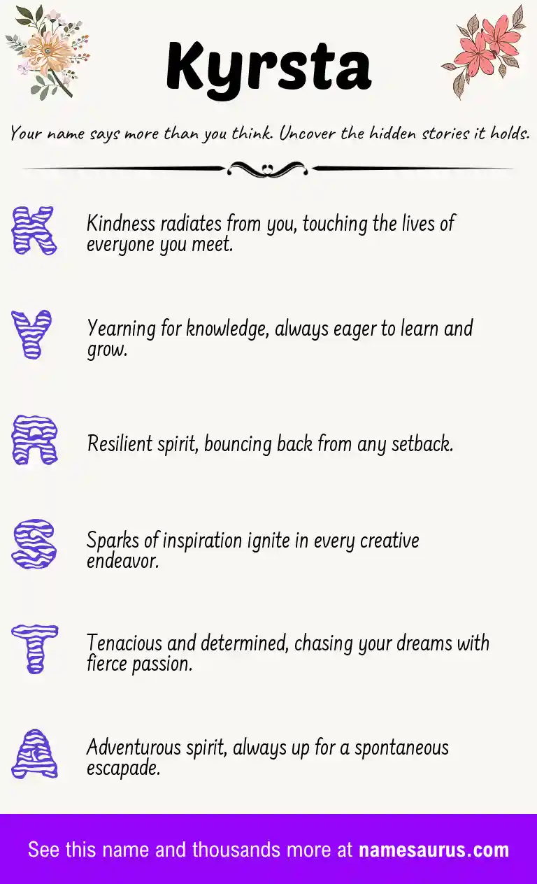 Acrostic poem about Kyrsta.