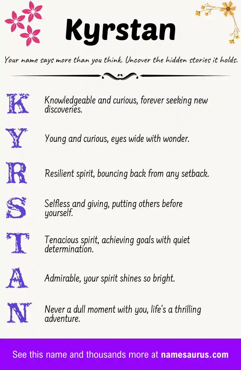 Acrostic poem about Kyrstan.