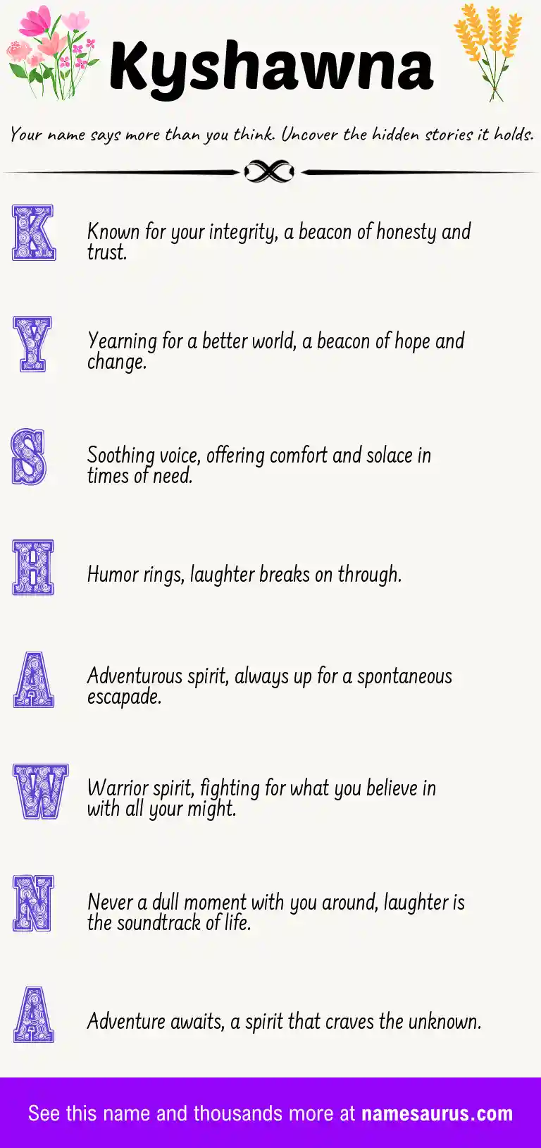 Acrostic poem about Kyshawna.