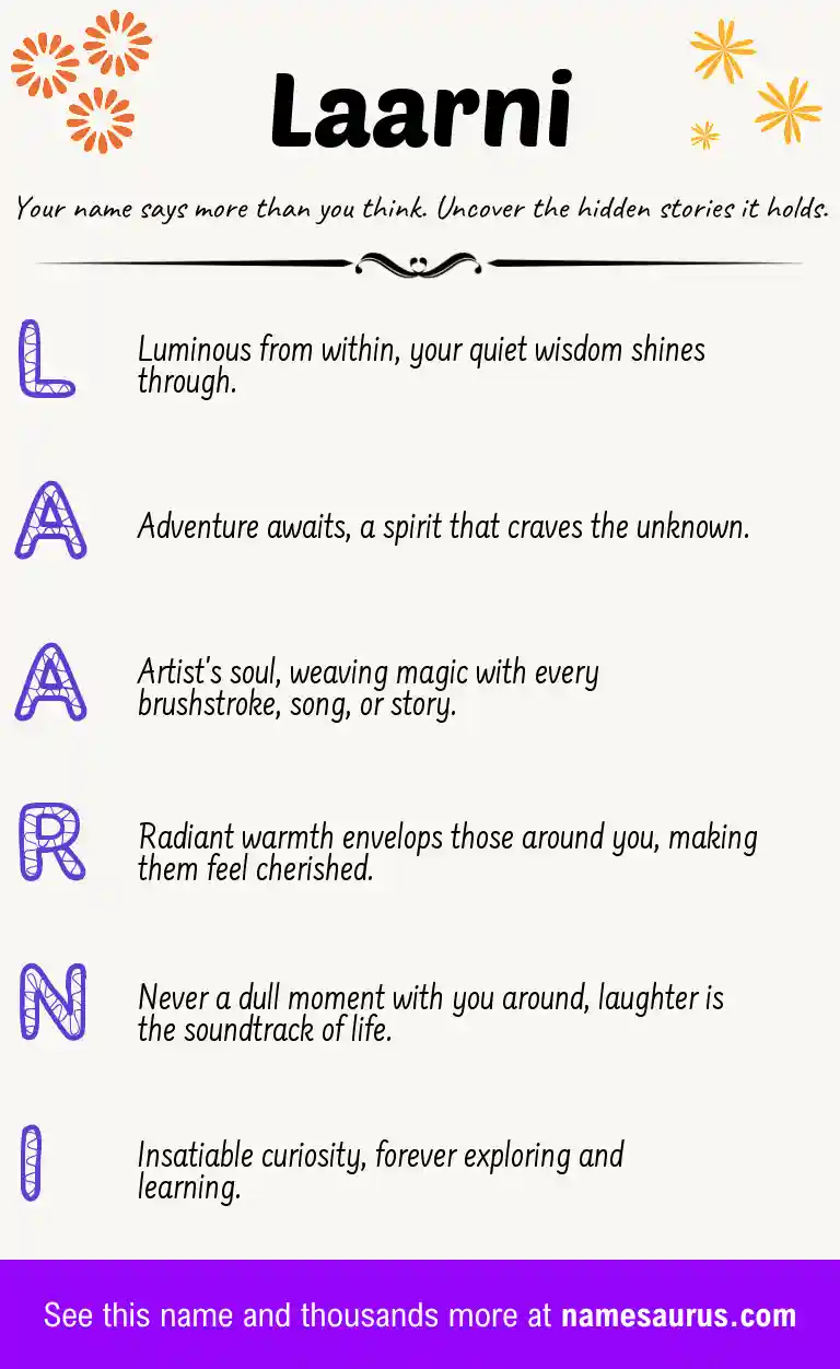 Acrostic poem about Laarni.