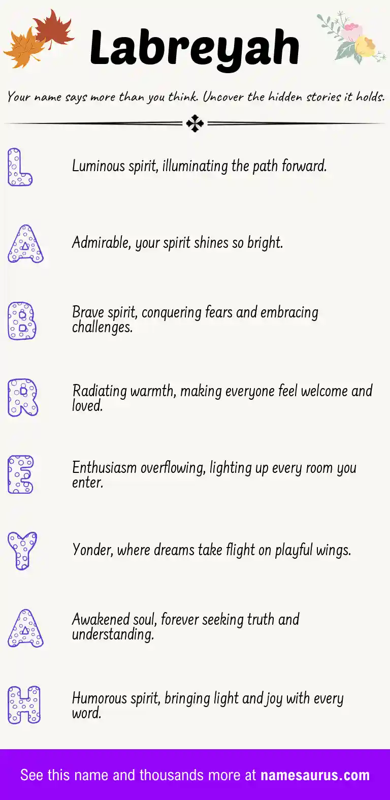 Acrostic poem about Labreyah.
