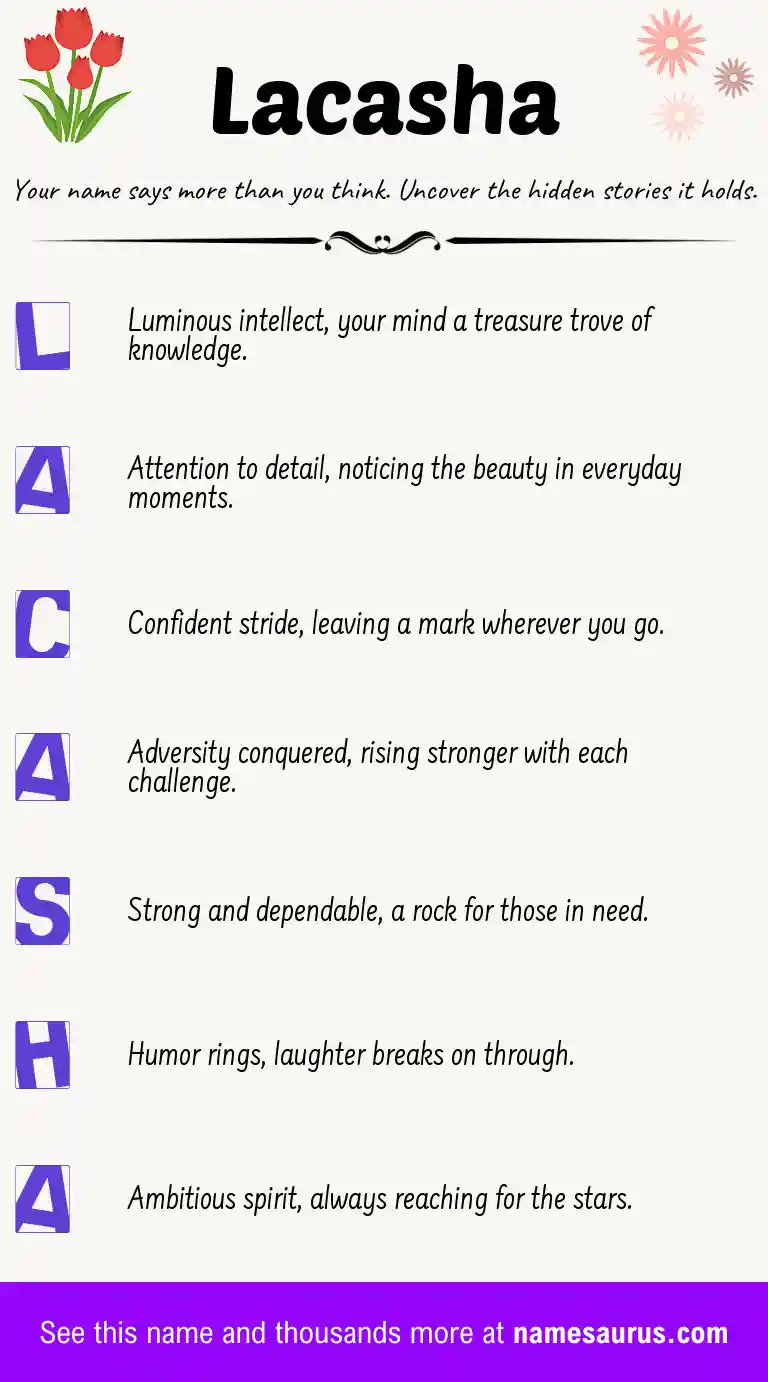 Acrostic poem about Lacasha.