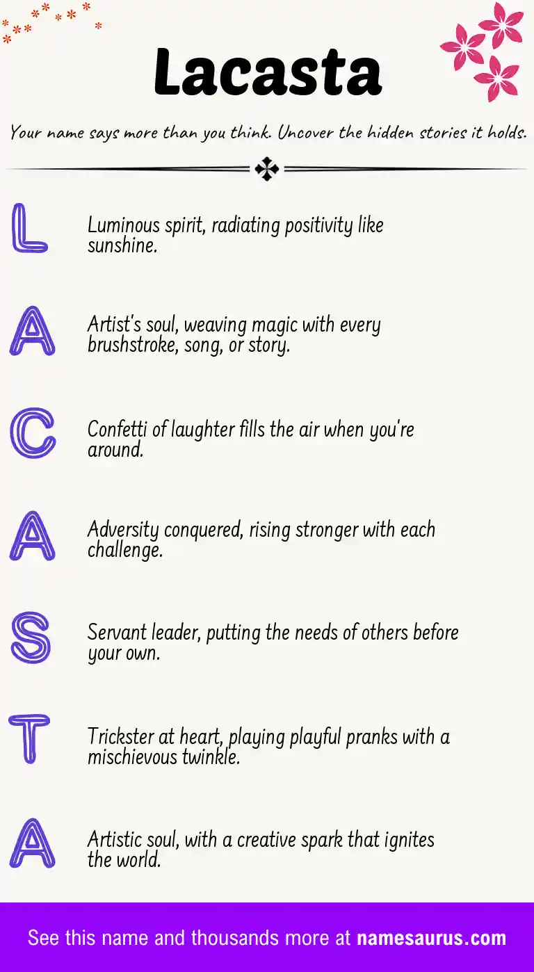 Acrostic poem about Lacasta.