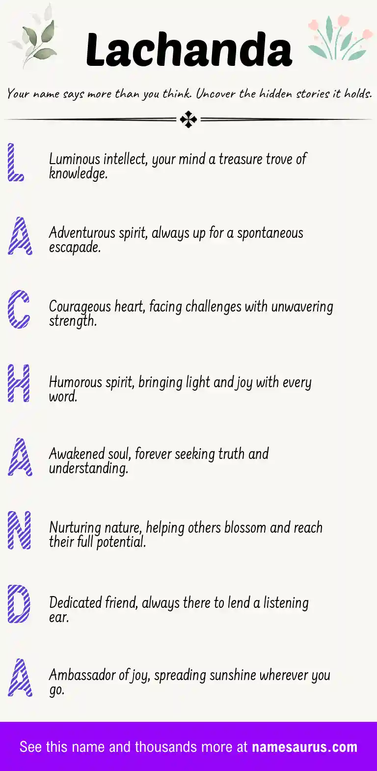 Acrostic poem about Lachanda.