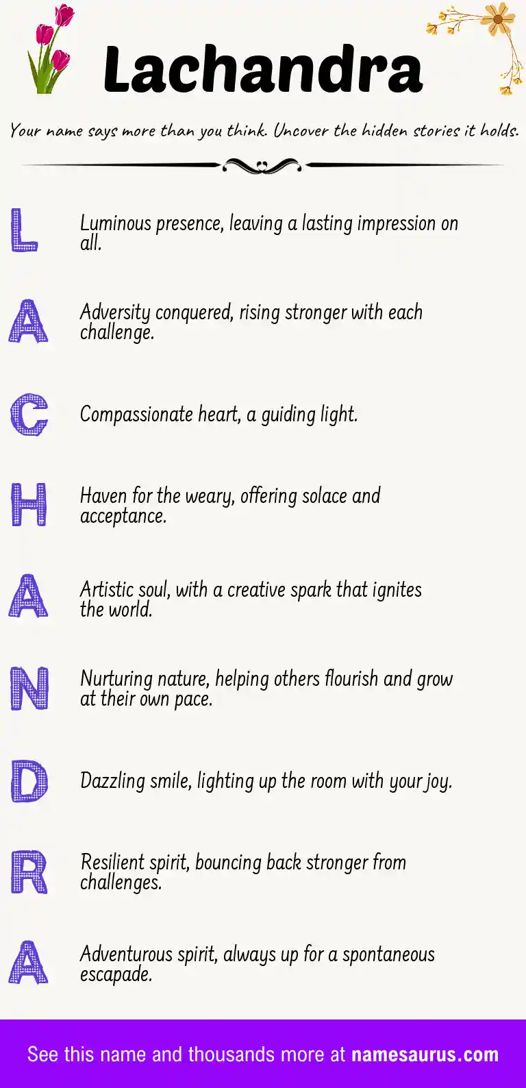 Acrostic poem about Lachandra.