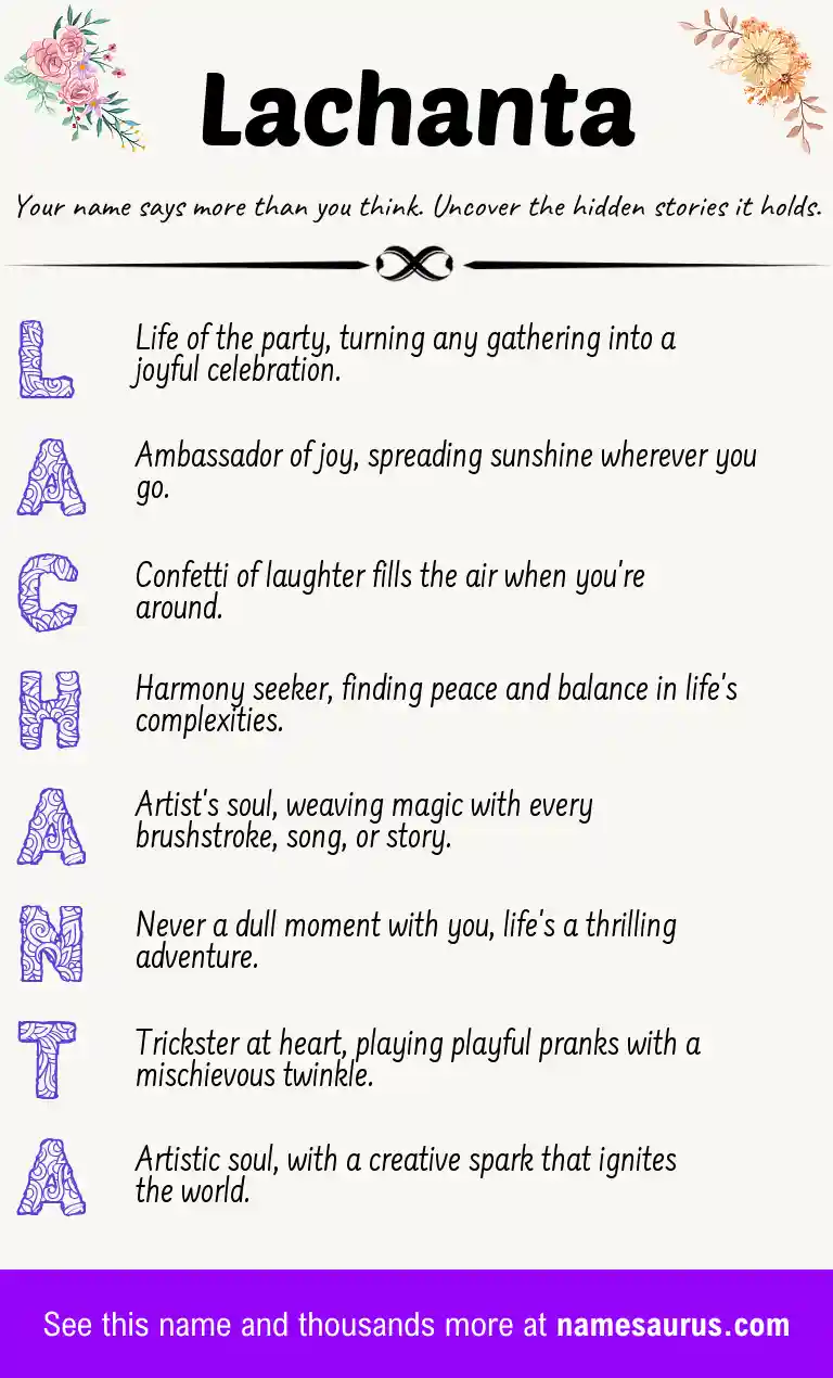 Acrostic poem about Lachanta.