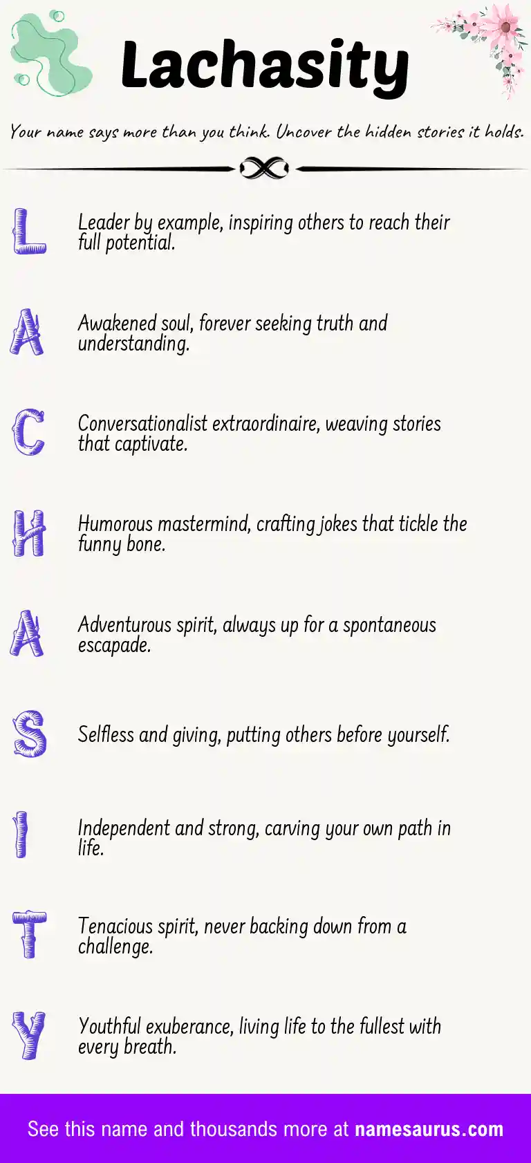Acrostic poem about Lachasity.
