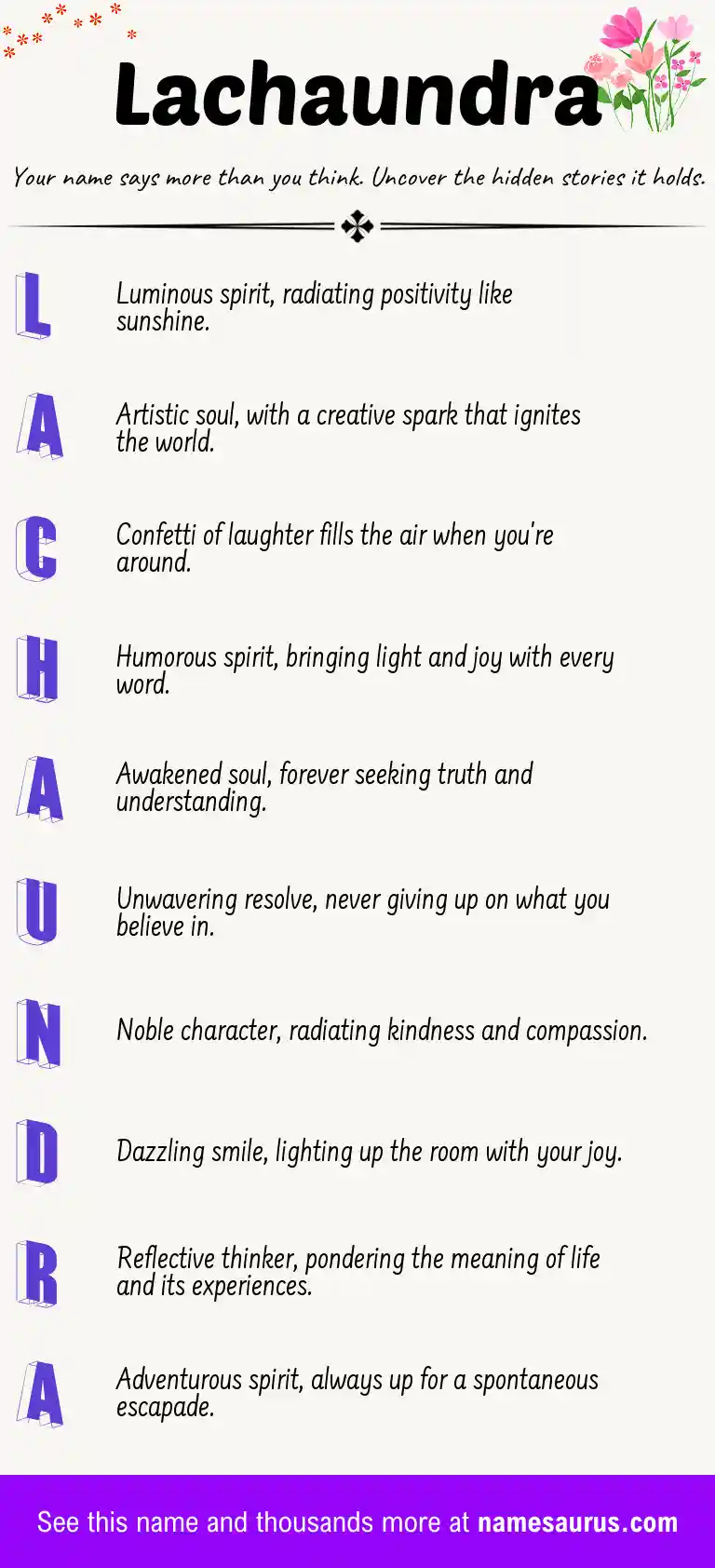 Acrostic poem about Lachaundra.