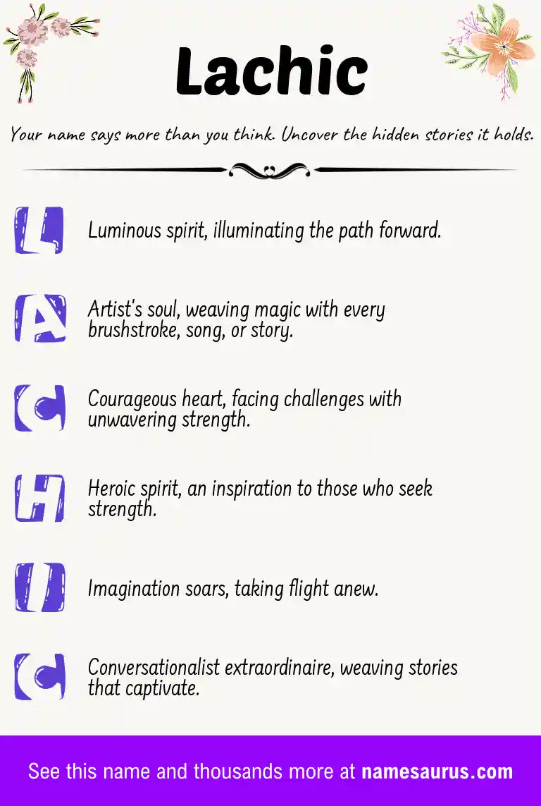 Acrostic poem about Lachic.