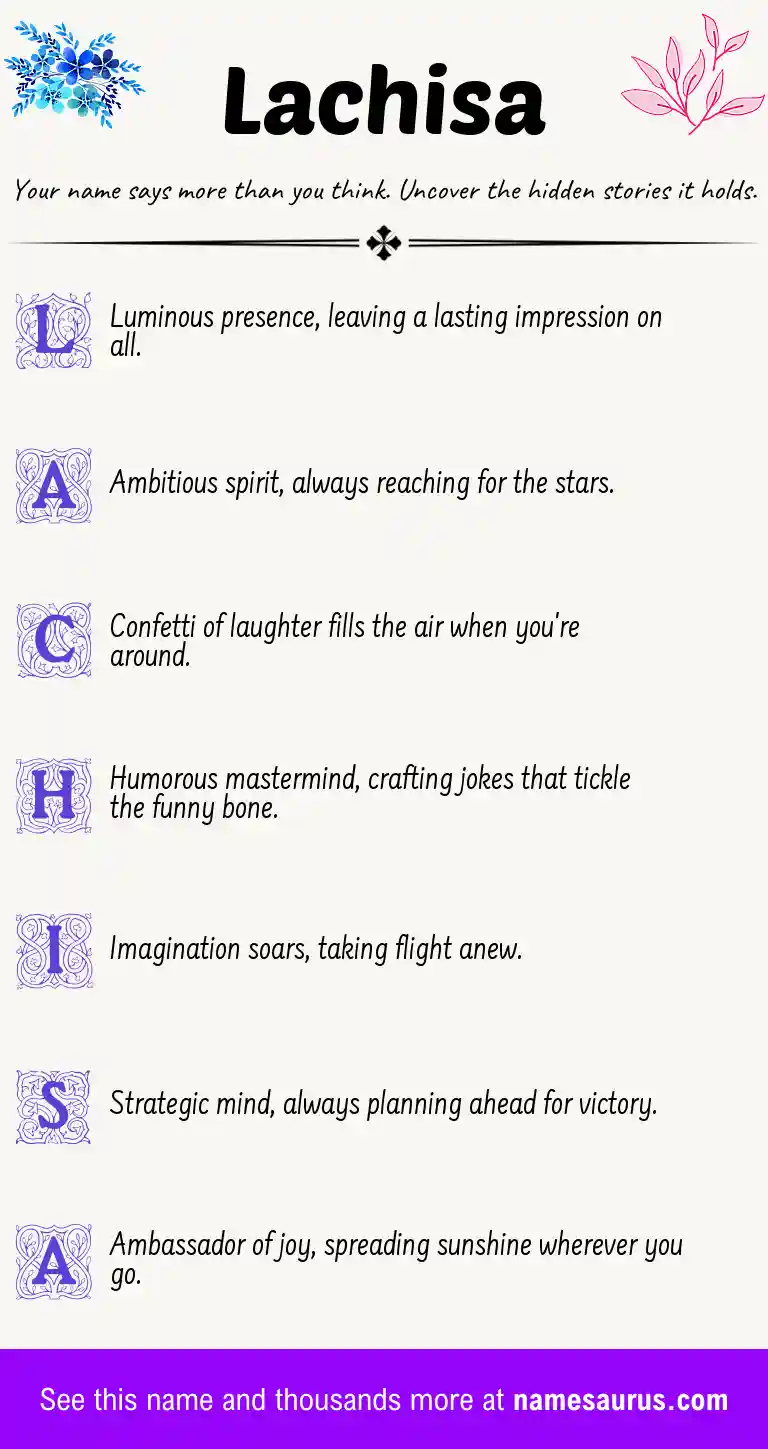 Acrostic poem about Lachisa.