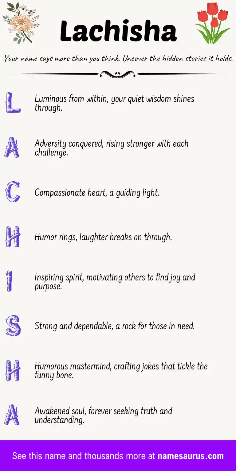 Acrostic poem about Lachisha.