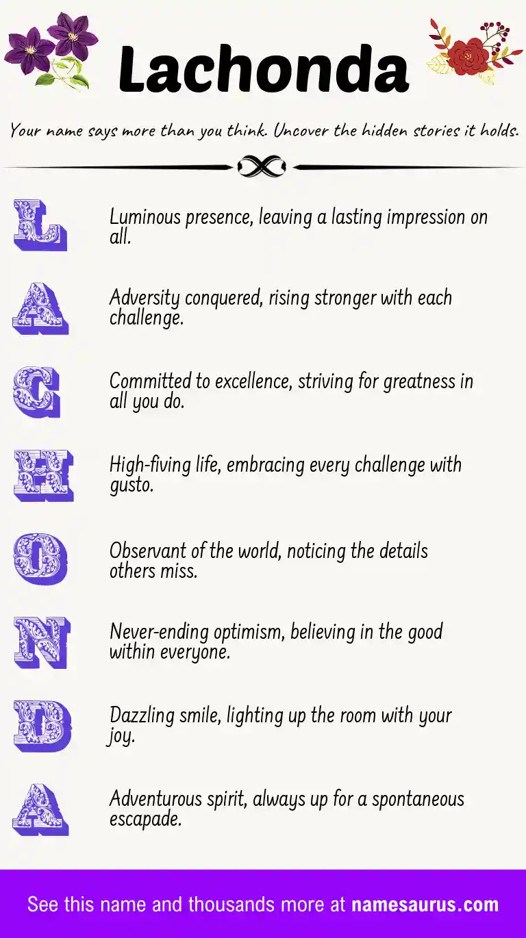 Acrostic poem about Lachonda.