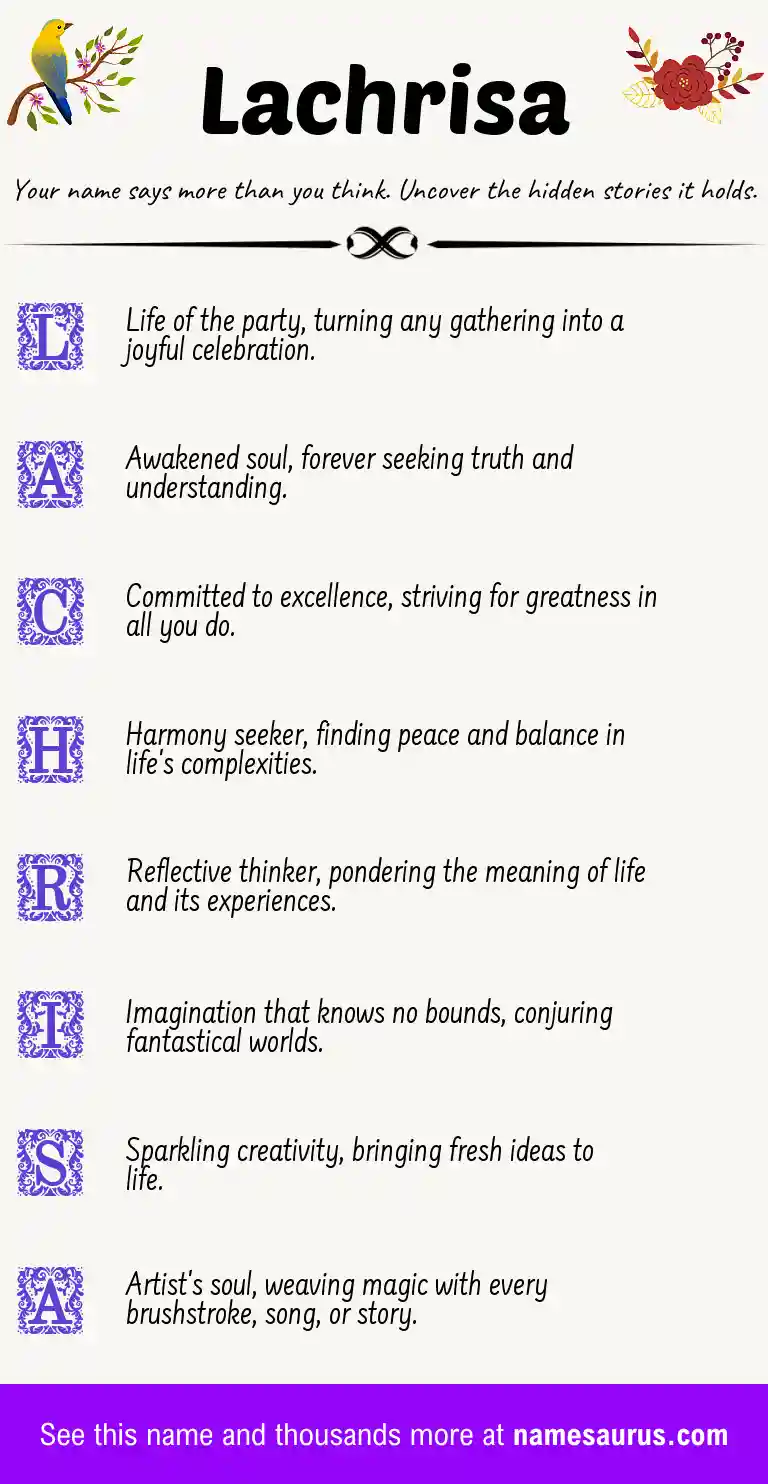Acrostic poem about Lachrisa.