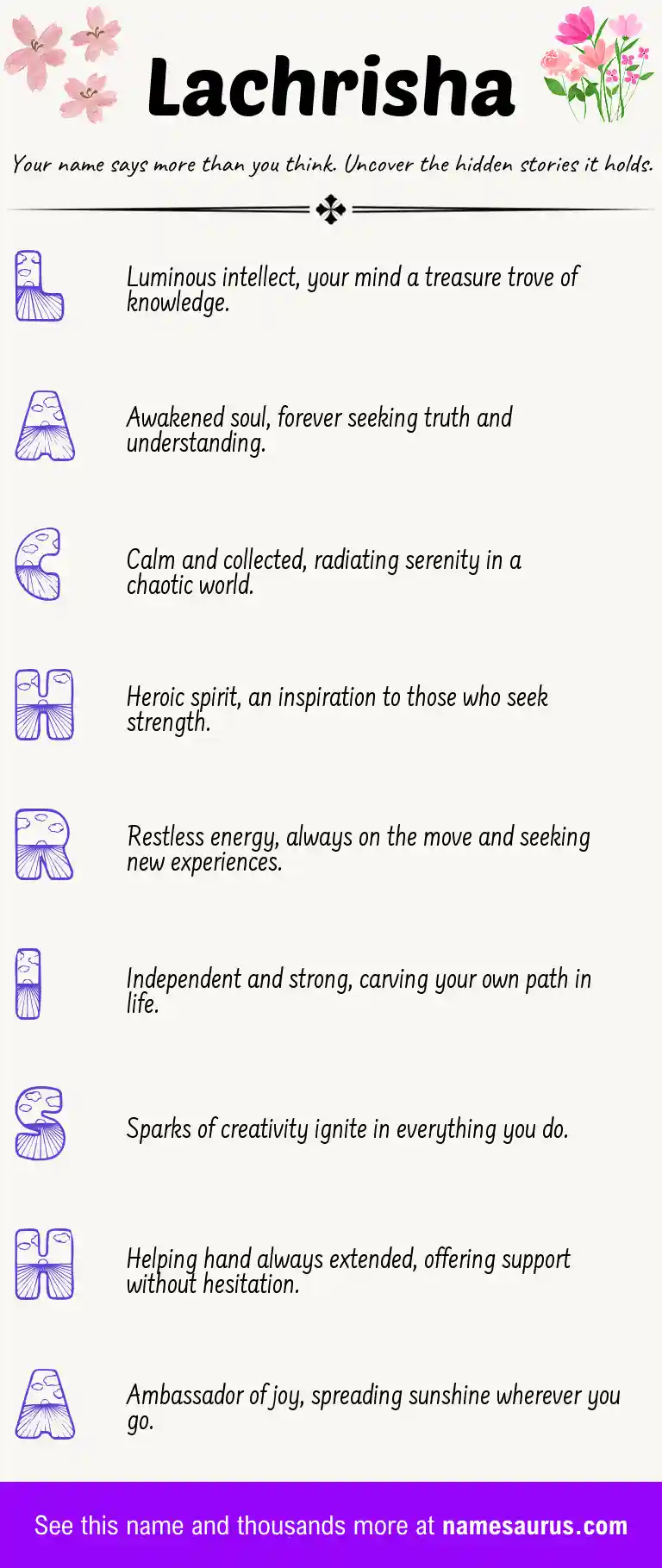Acrostic poem about Lachrisha.