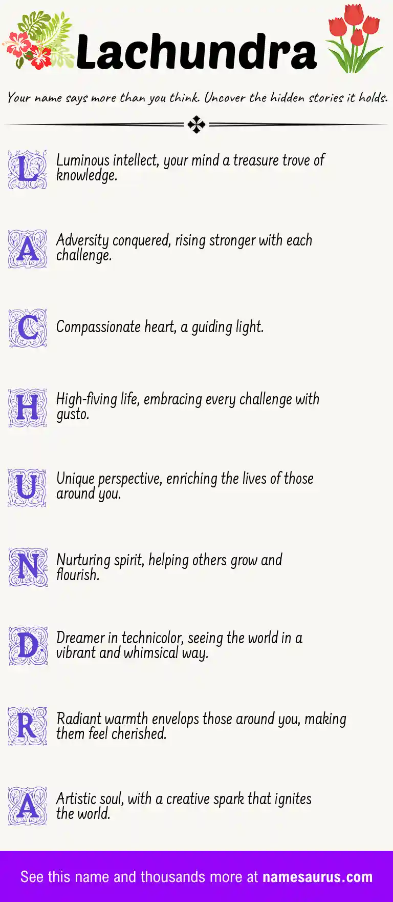 Acrostic poem about Lachundra.