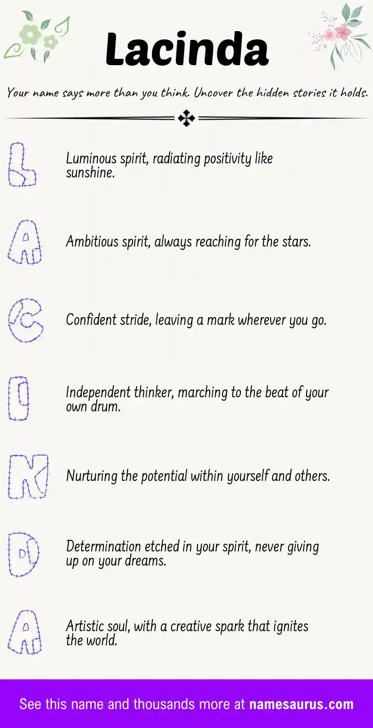 Acrostic poem about Lacinda.