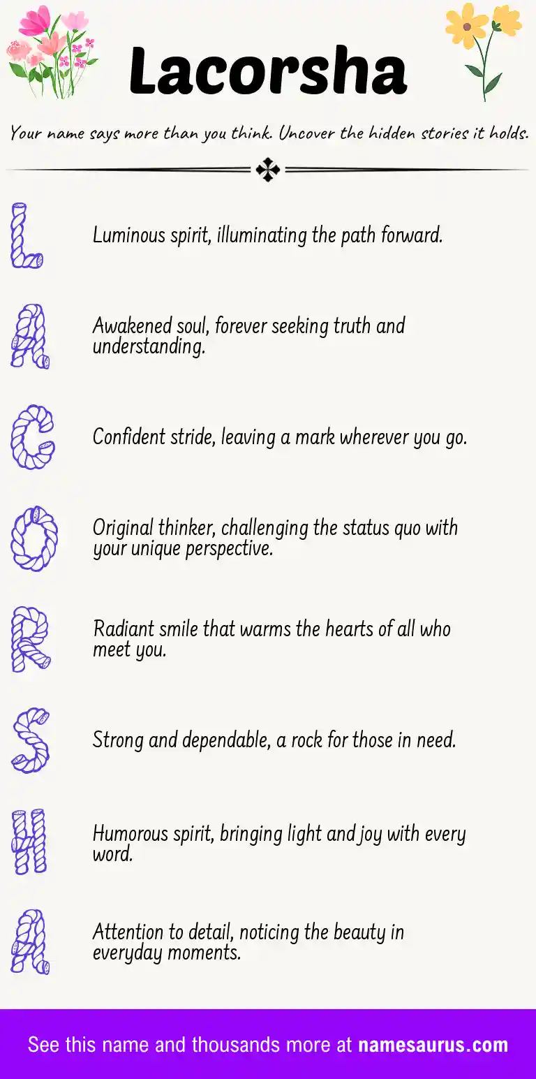 Acrostic poem about Lacorsha.