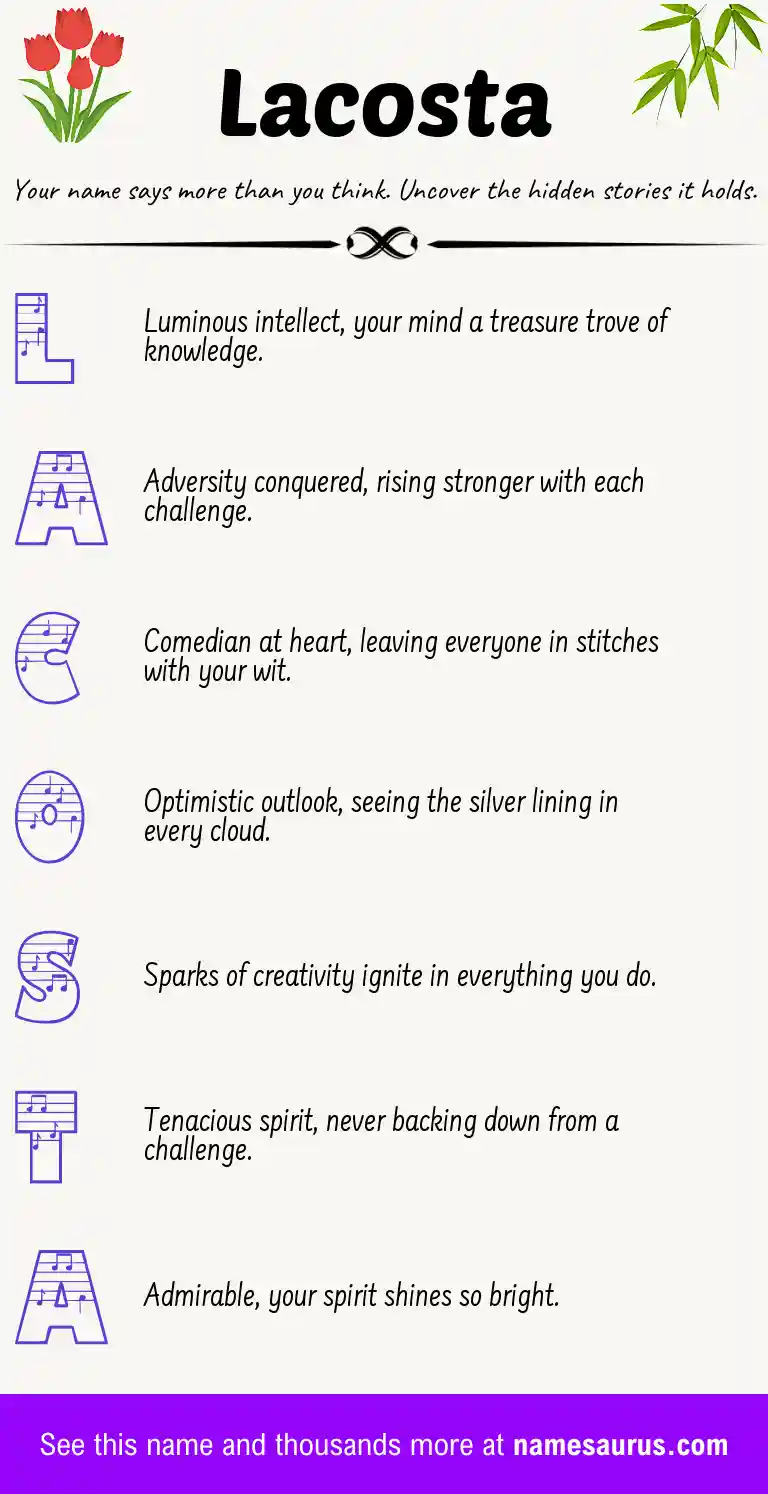 Acrostic poem about Lacosta.
