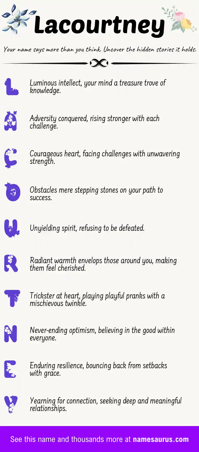 Acrostic poem about Lacourtney.