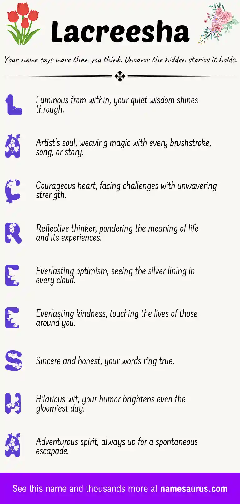 Acrostic poem about Lacreesha.