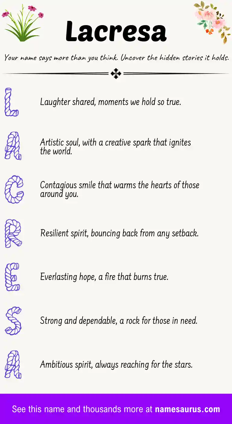 Acrostic poem about Lacresa.