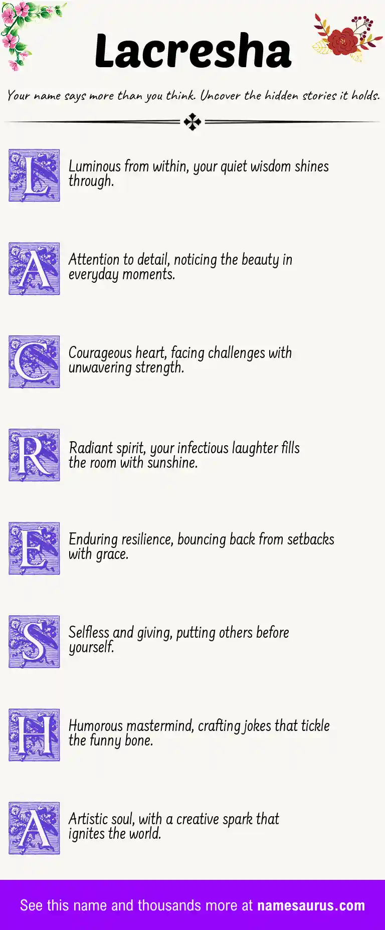 Acrostic poem about Lacresha.