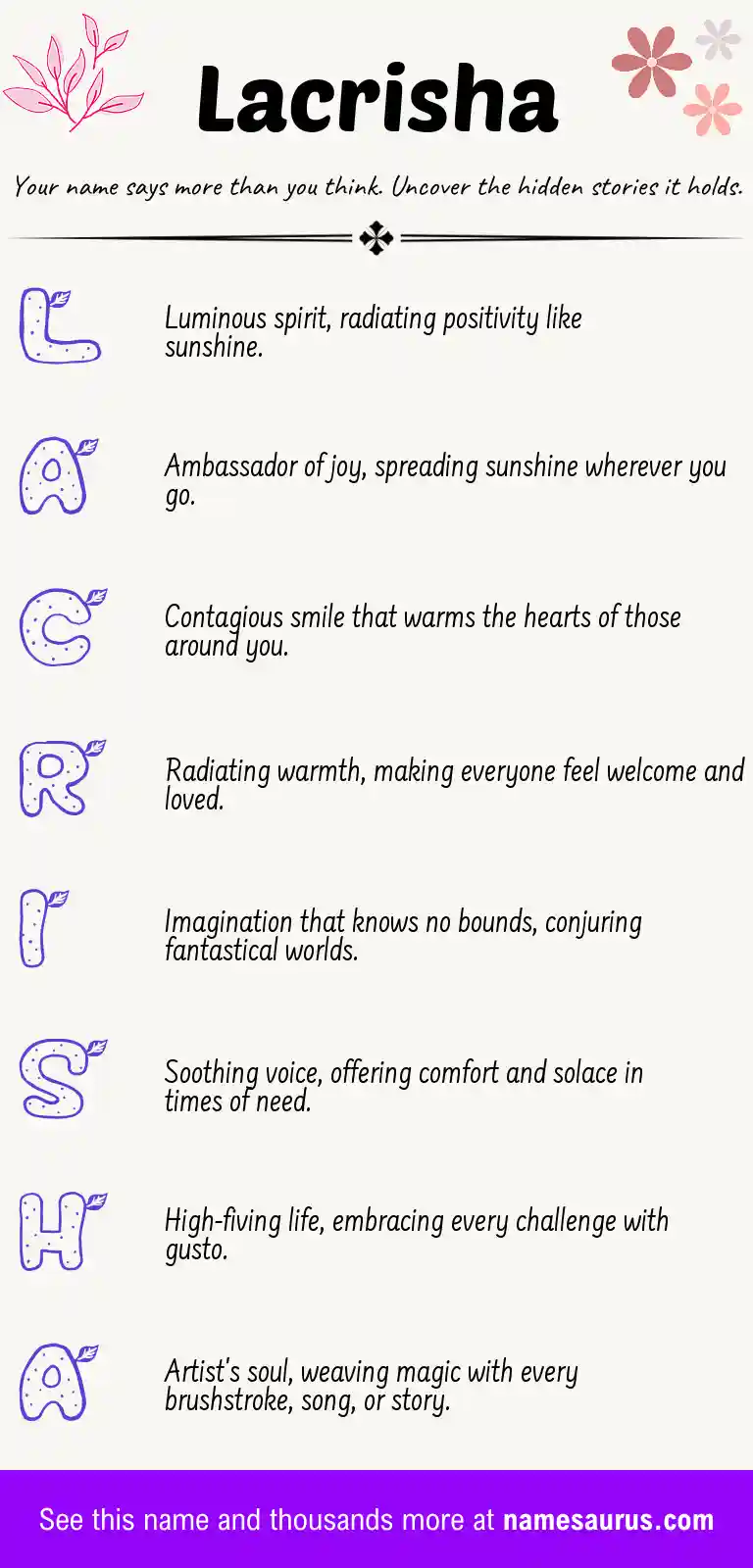 Acrostic poem about Lacrisha.