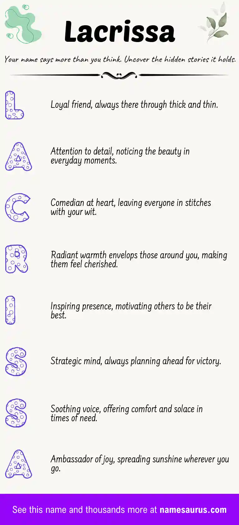 Acrostic poem about Lacrissa.