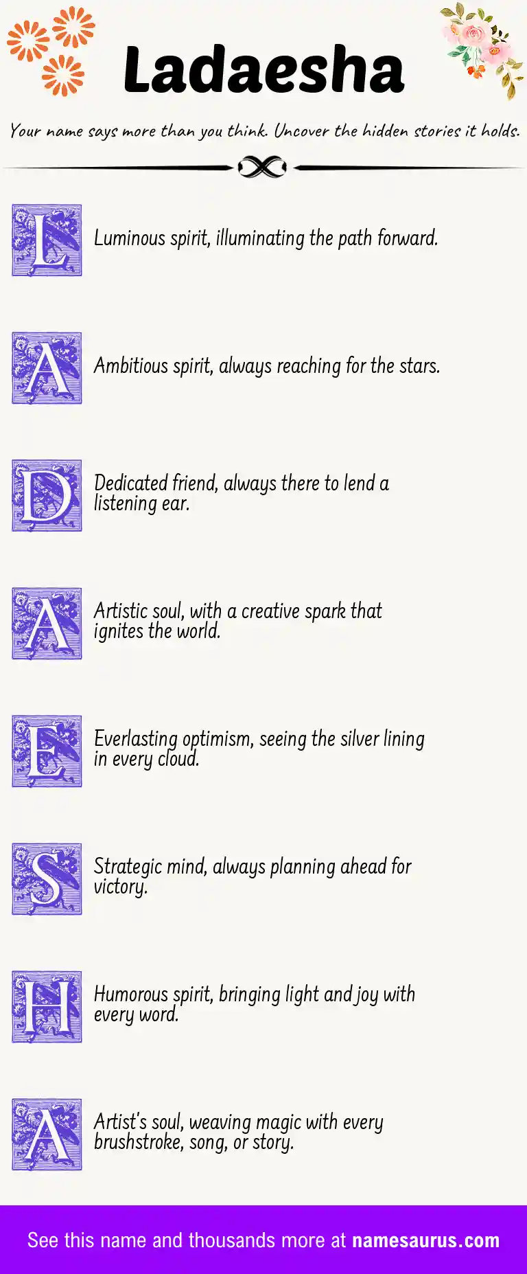 Acrostic poem about Ladaesha.
