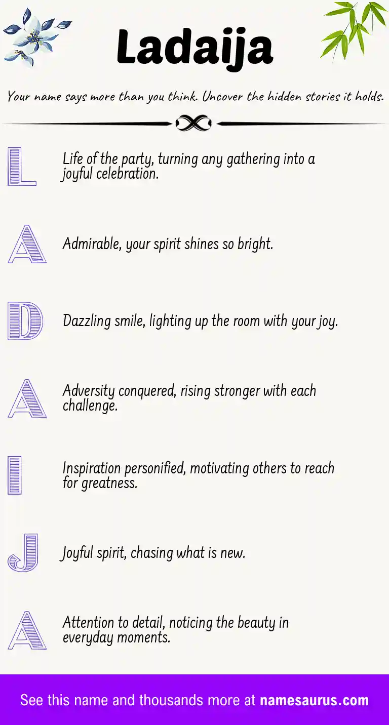 Acrostic poem about Ladaija.