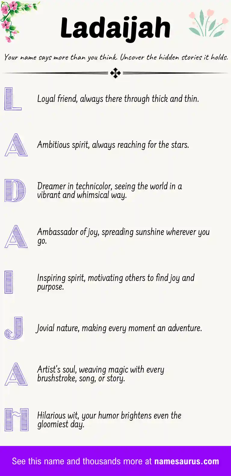 Acrostic poem about Ladaijah.