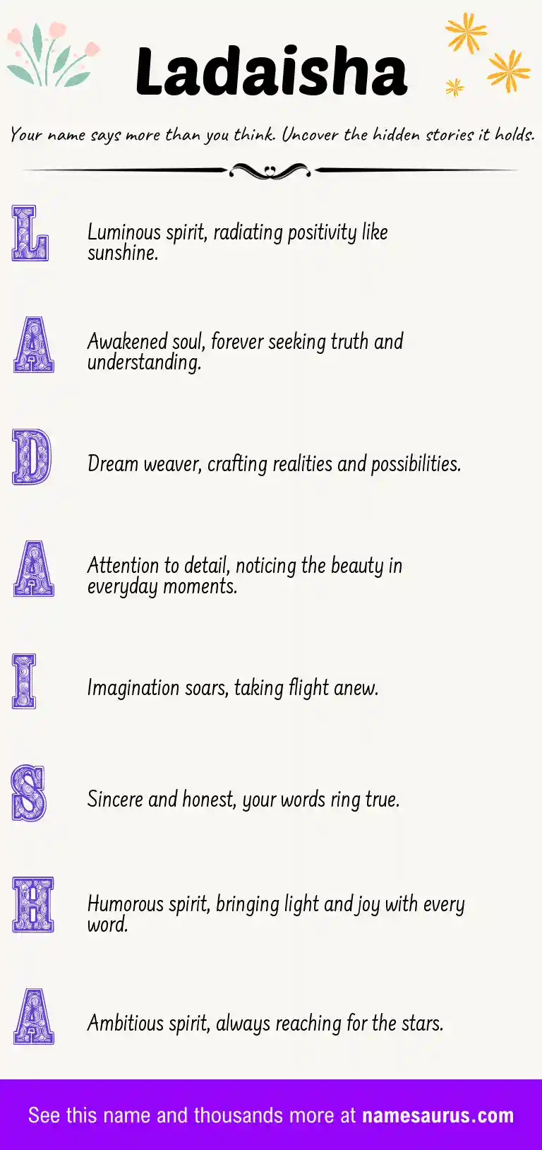 Acrostic poem about Ladaisha.