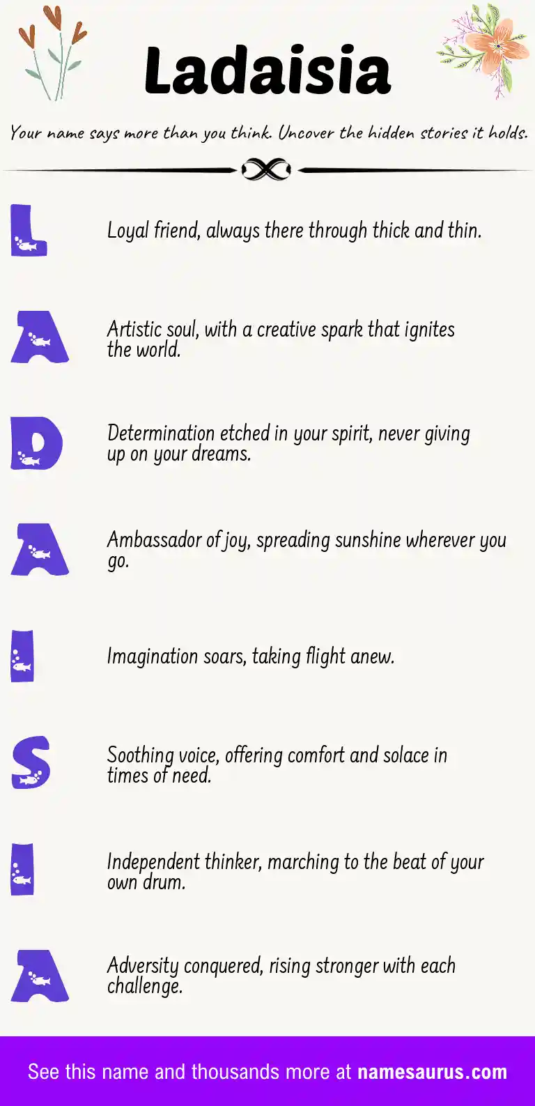 Acrostic poem about Ladaisia.