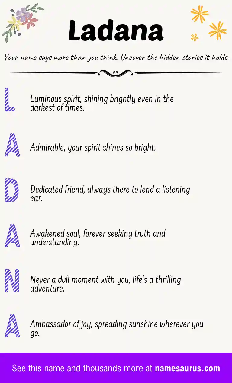 Acrostic poem about Ladana.