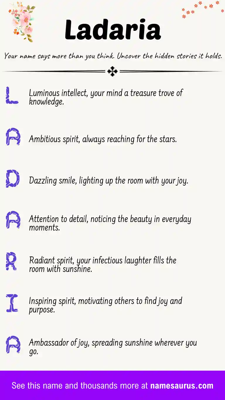 Acrostic poem about Ladaria.