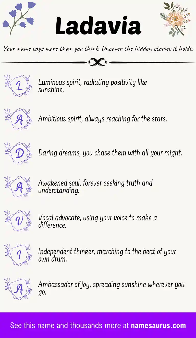Acrostic poem about Ladavia.