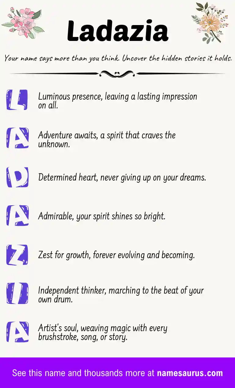 Acrostic poem about Ladazia.