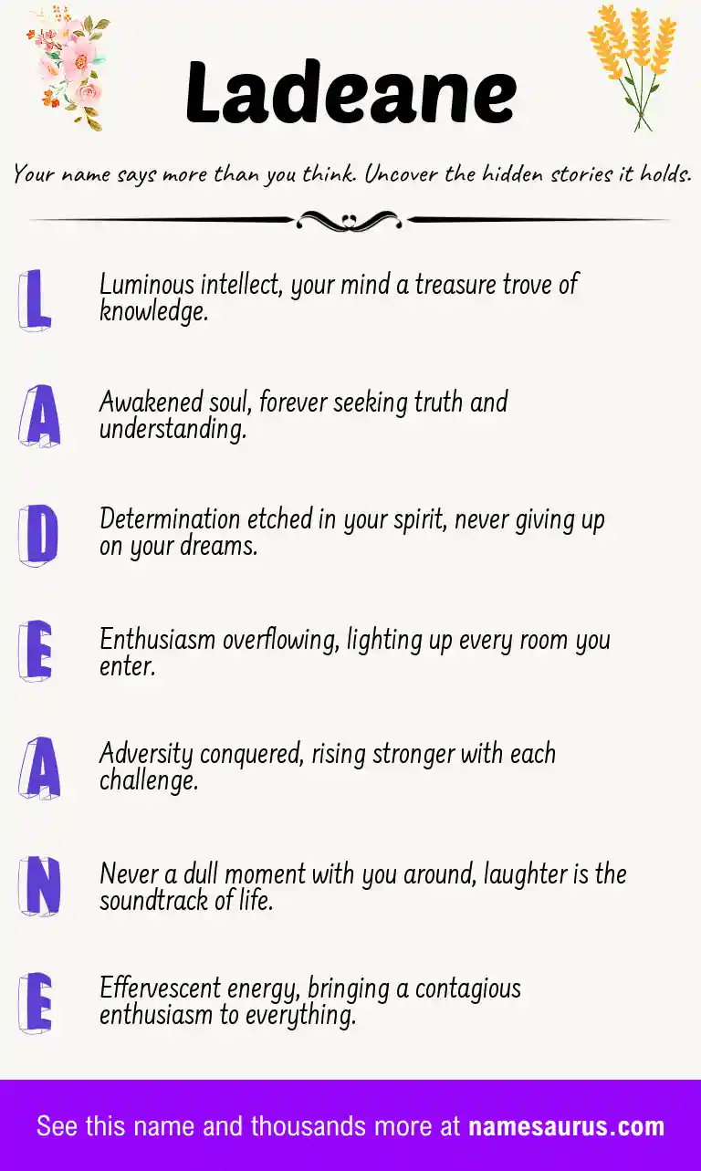 Acrostic poem about Ladeane.