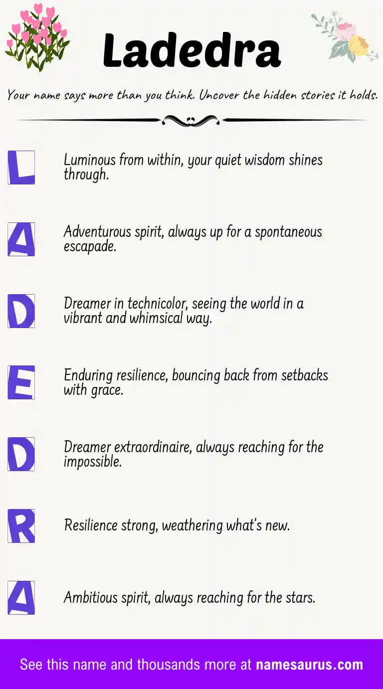 Acrostic poem about Ladedra.