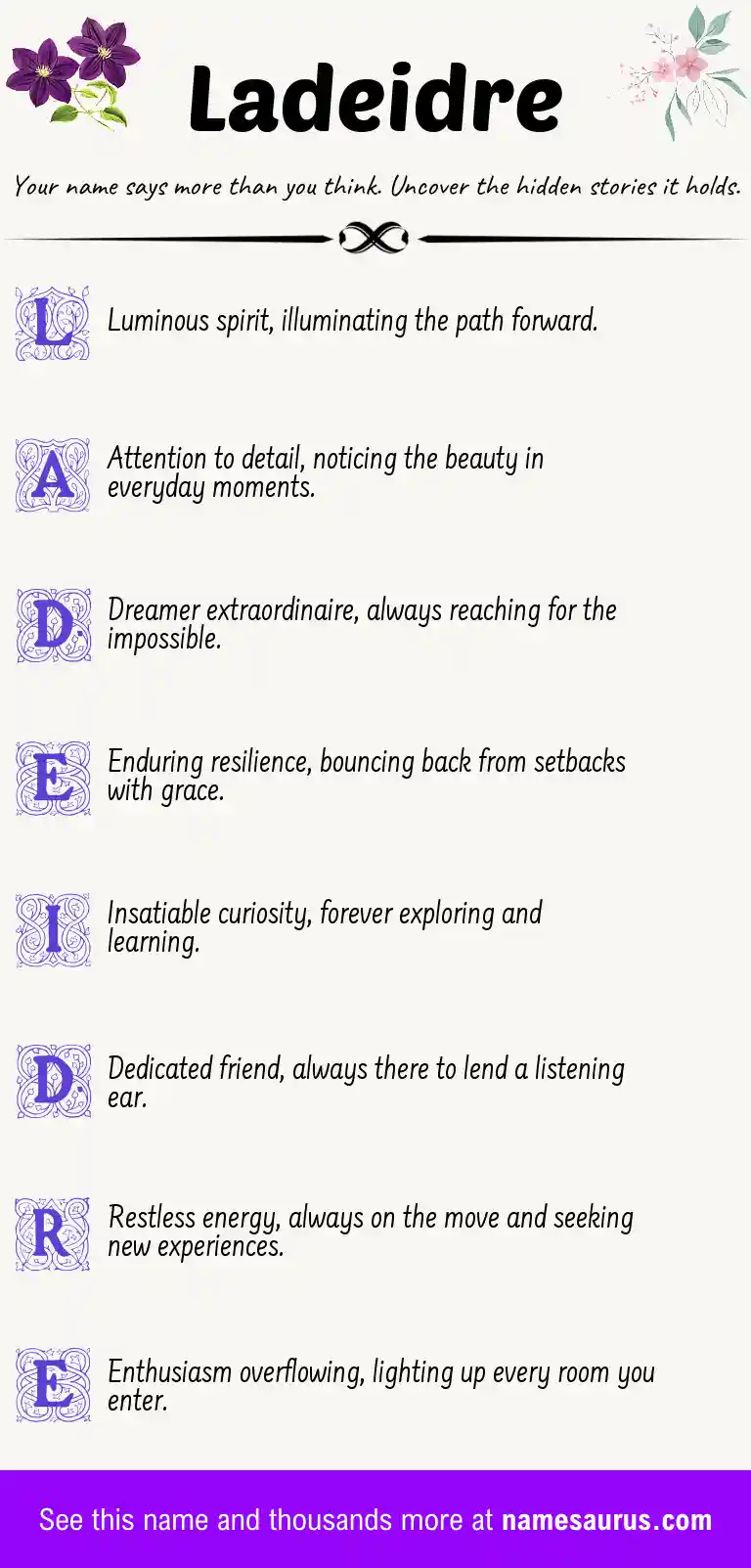 Acrostic poem about Ladeidre.