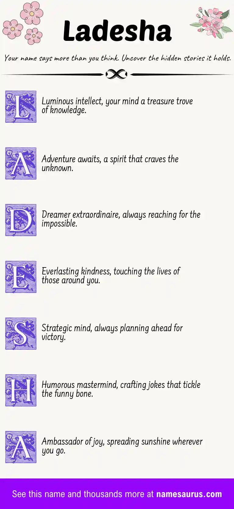 Acrostic poem about Ladesha.