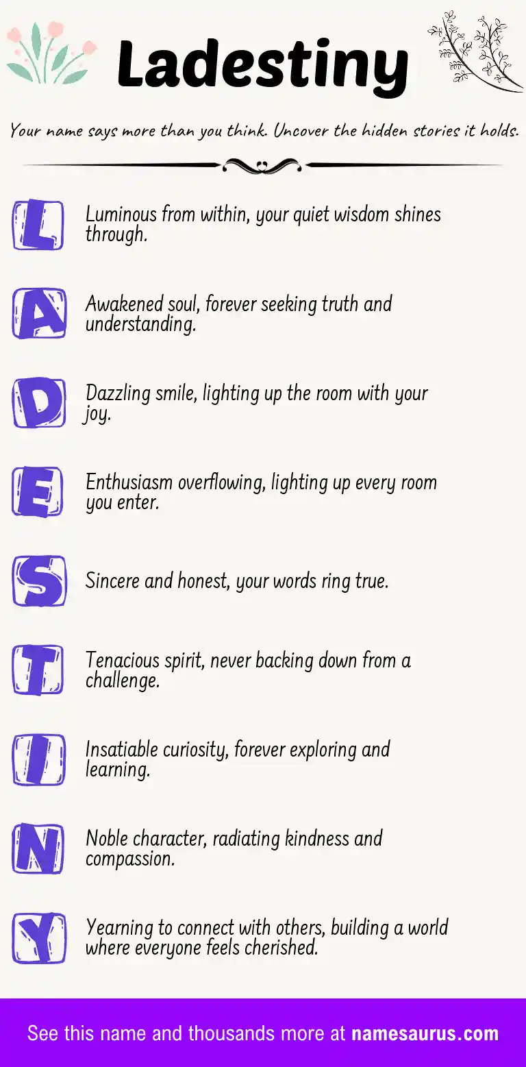 Acrostic poem about Ladestiny.
