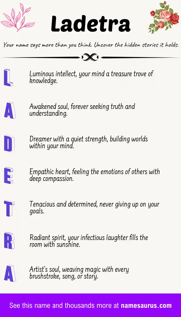 Acrostic poem about Ladetra.