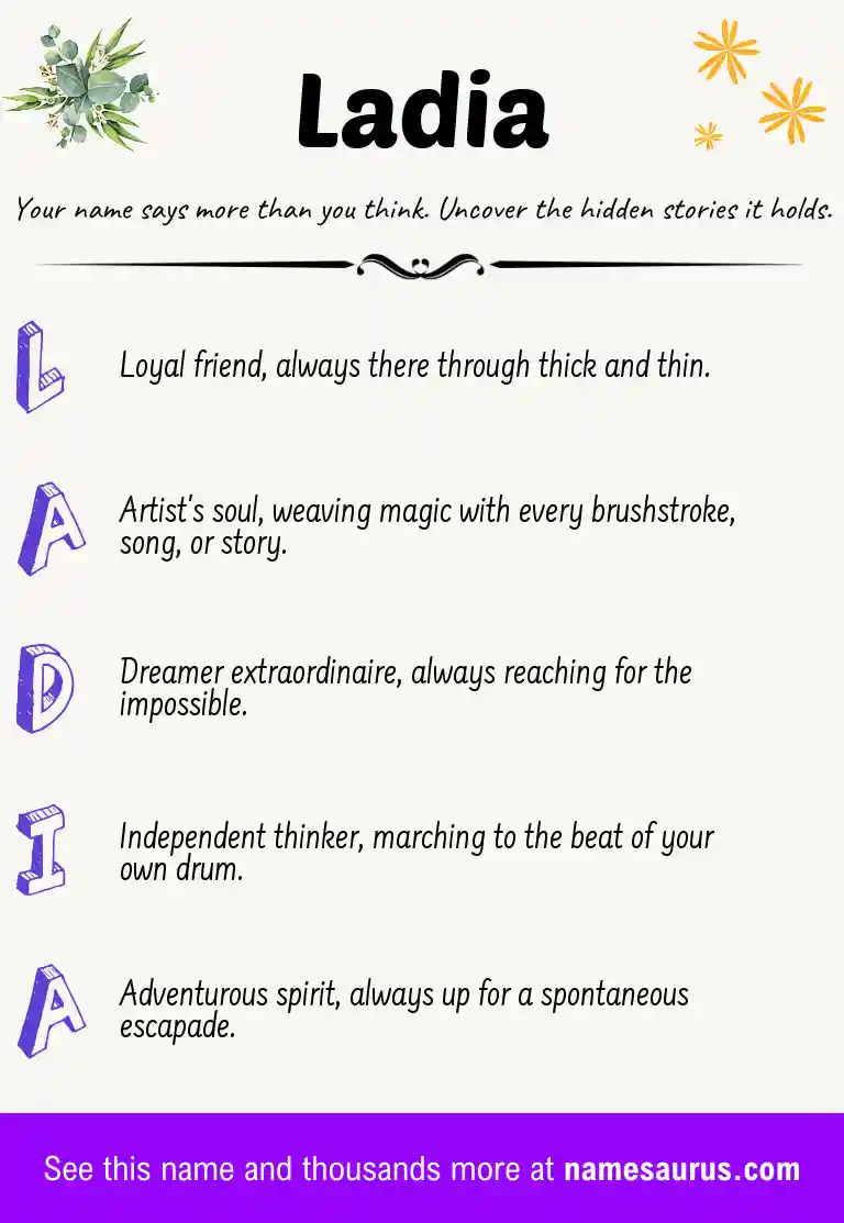 Acrostic poem about Ladia.