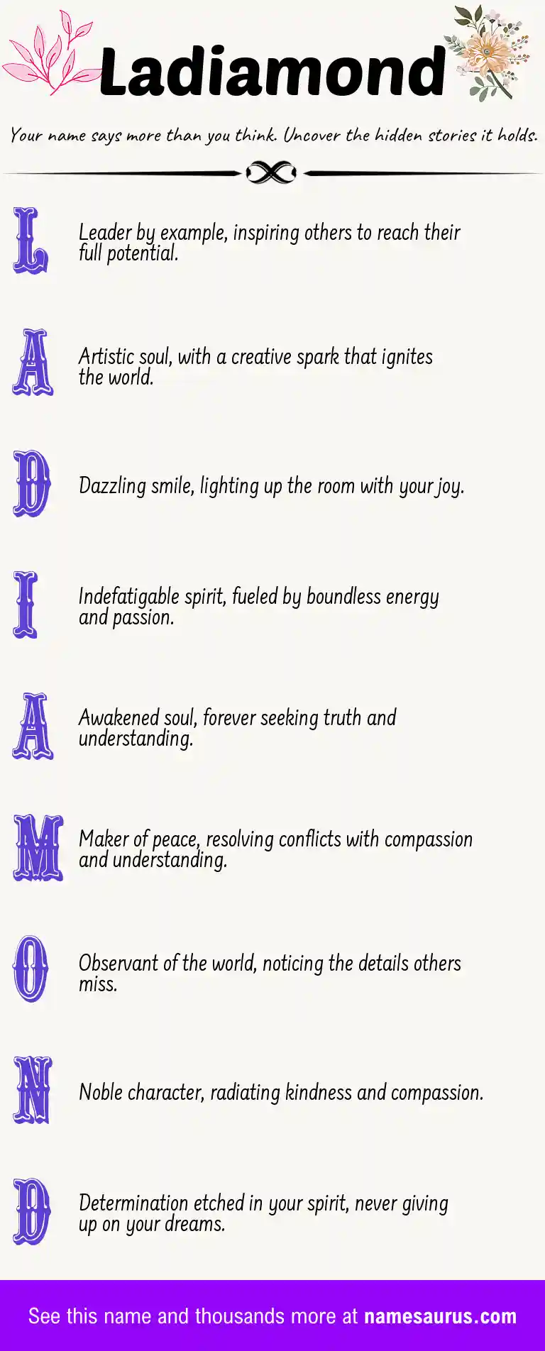 Acrostic poem about Ladiamond.